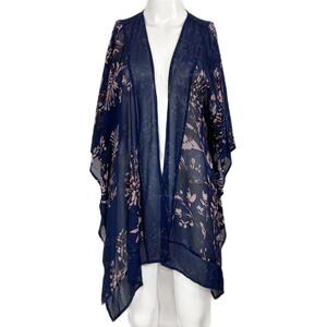 Motherhood Maternity Womens OS Blue Floral Sheer Swim Cover Up Kaftan Sz One Sz